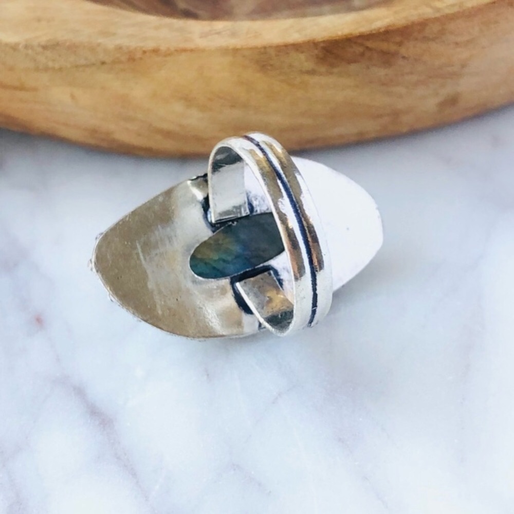 Silver Labradorite Statement Ring - image 7